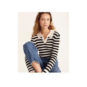 J. Crew Women's Ruffle-collar ribbed merino wool sweater NWT